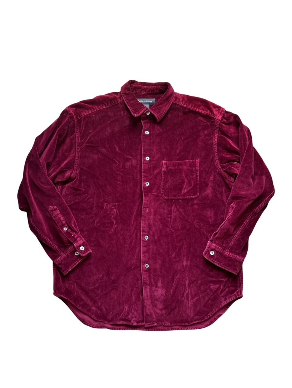 VTG Banana Republic Burgundy Velvet Shirt Size L Whimsigoth 90s Witch Shacket